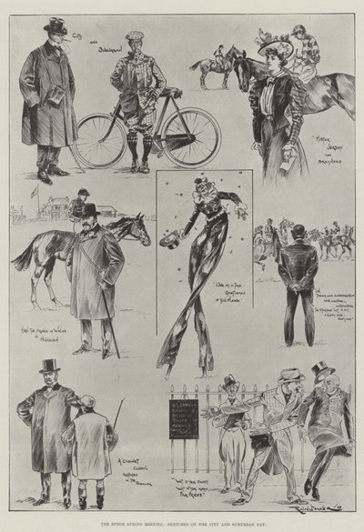 The Epsom Spring Meeting, Sketches on the City and Suburban Day by Ralph Cleaver